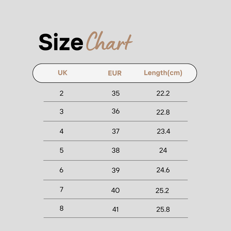 Size guide chart 1